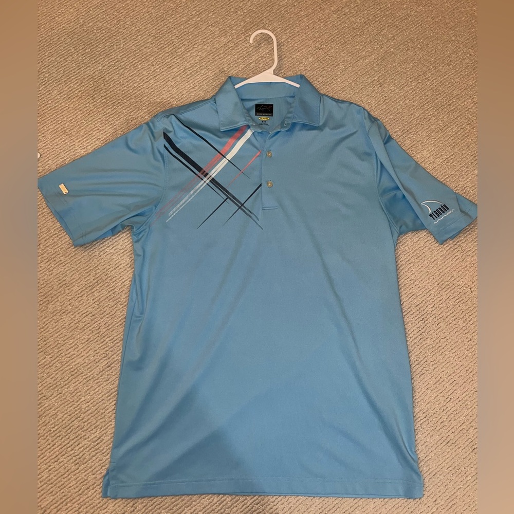 Greg Norman light blue golf polo